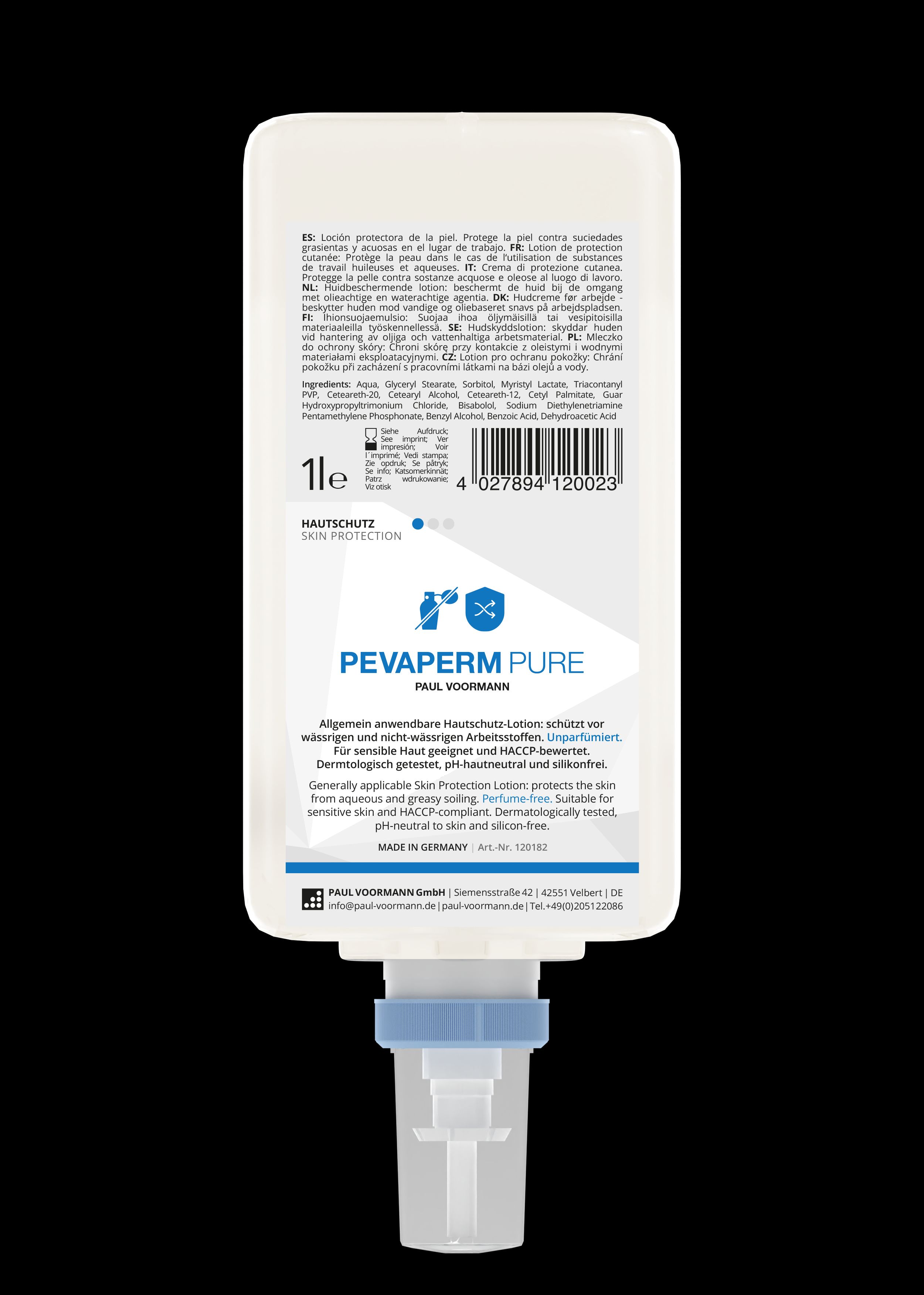 Pevaperm PURE Care&Clean: Unparfümierte Hautschutz & Handschutz Lotion von PAUL VOORMANN Pevaperm PURE Care&Clean: Unparfümierte Hautschutz & Handschutz Lotion von PAUL VOORMANN