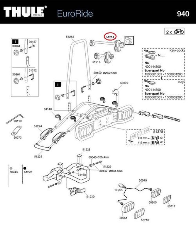 THULE 2nd Bike Arm für EuroRide 940 - Erweiterung Haltearm 51214 THULE 2nd Bike Arm für EuroRide 940 - Erweiterung Haltearm 51214