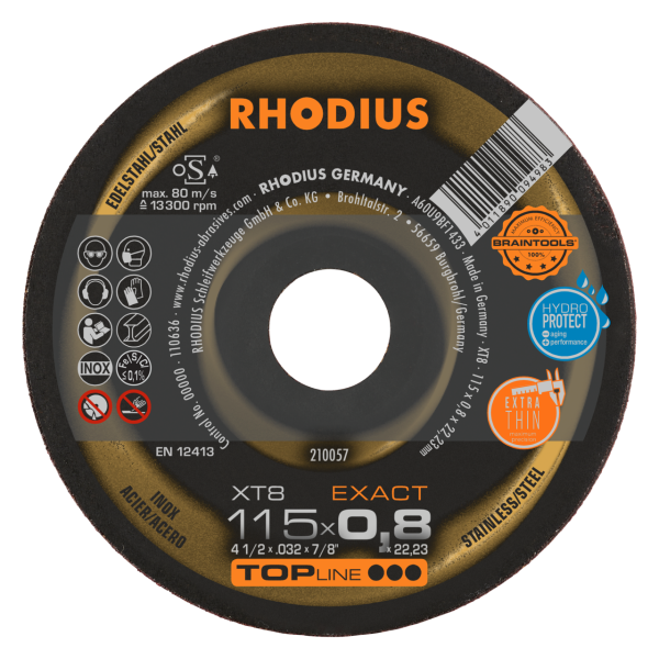 Extradünne RHODIUS XT8 EXACT Trennscheibe 115 x 0,8 x 22,23 - Optimierte Präzisionsarbeit