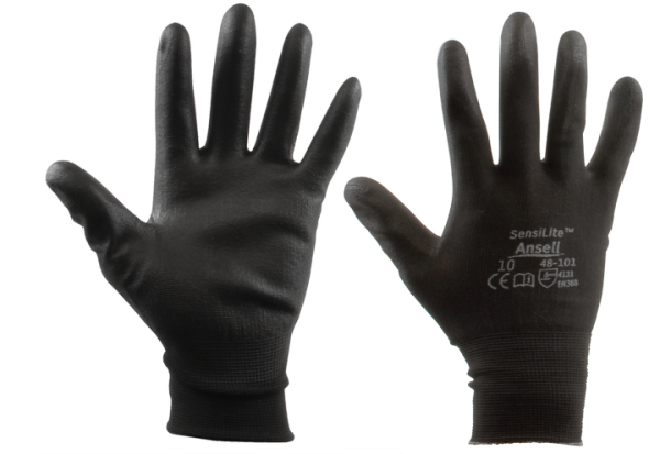 PU-beschichtete Feinstrick-Handschuhe in Schwarz von SW-STAHL für leichte Montagearbeiten.