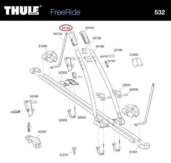THULE Holder (575) - Klaue Hebelseite für Fahrradträger Freeride & 532 - Perfekt fürs Fahrradzubehör