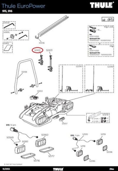 Thule Premium RMS Haltearm 122mm - Kurz ohne Schloss