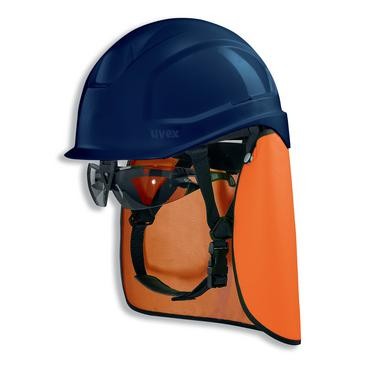 UVEX Kopfschutz Pheos S-KR Set mit Brille und Nackenschutz - Blau/Orange