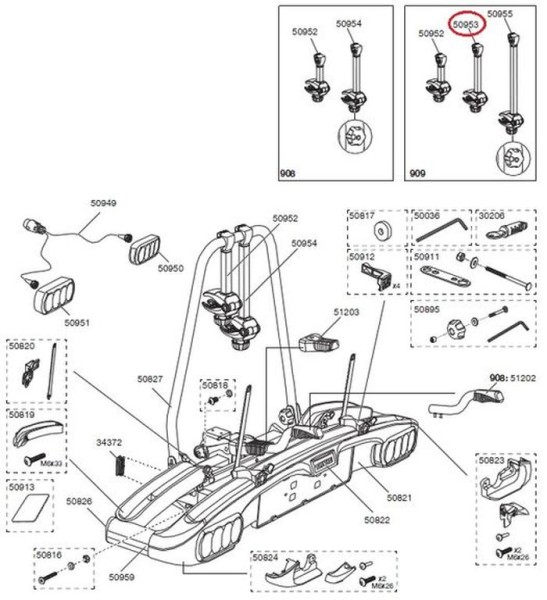 THULE EuroClassic G5 Haltearm für 2. Fahrrad - Modell 909/908