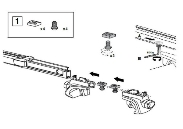 THULE Slidebar Montagebeutel 757100 - Sichere Befestigung für dein Auto