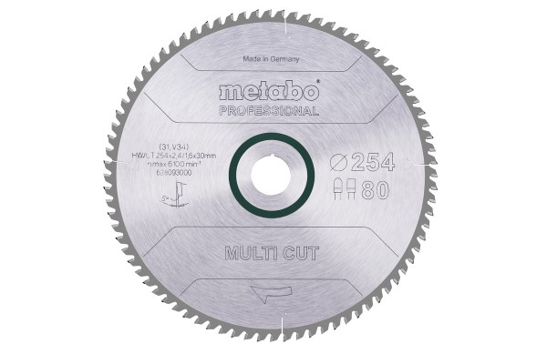 METABO Kreissägeblatt HW/CT 254 x 30 x 2,4/1,6 für präzise Schnitte