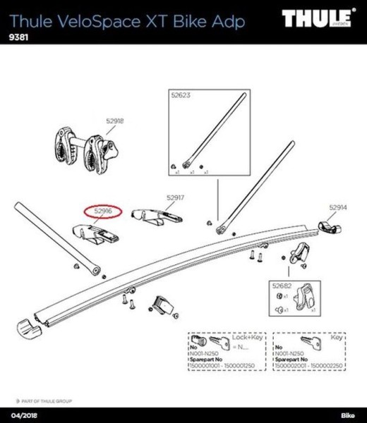 Thule VeloSpace XT linker Befestigungsarm für Bike Adapter 9381