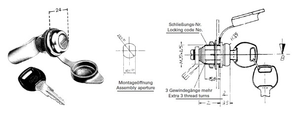 HAPPICH PS 200 Schließzylinder mit Staubkappe, 2 Schlüssel, verchromt