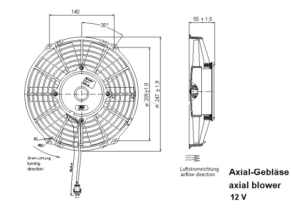 Axialgebläse 12V saugend von AURORA - ideal für Verflüssiger, Ölkühler & Dachlüfter