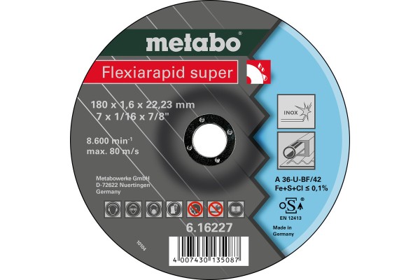 METABO Flexiarapid Super 180x1,6x22,23 - Hochleistungsscheibe für Inox, Eisen & Stahl - Zubehör