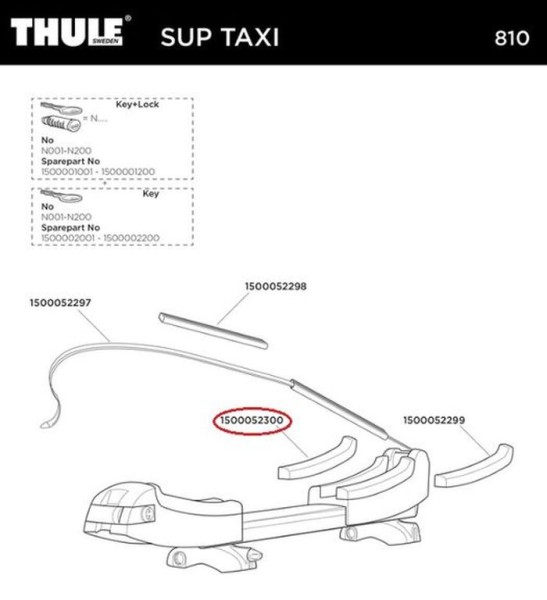 THULE Base Pad Left 810 - Schutzpad für SUP Taxi Paddelboardträger - Premium Zubehör