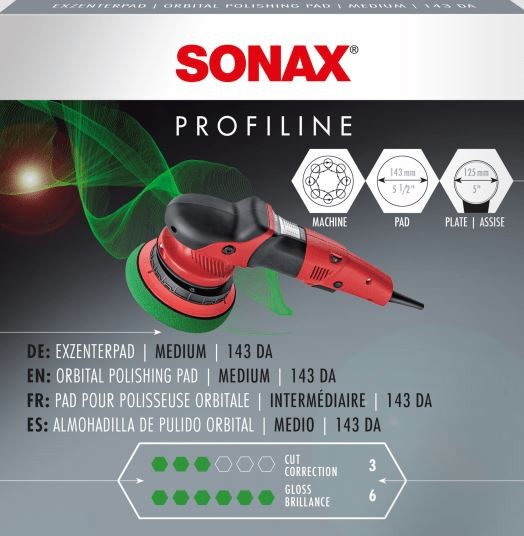 ExzenterPad Medium 143 von SONAX – 15 Stück verstärkte Reiniger-Pads für optimale Reinigungsergebnis