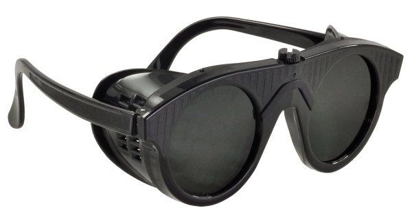 SW-STAHL Klappbare Schweißschutzbrille, Schwarzes Nylon, 50mm Glas, Seitenschutz, CE-Zugelassen