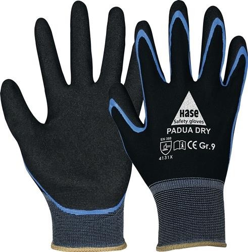 HASE Padua Dry Handschuhe in schwarz - Sicherheits-Handschutz Größe 10 | Für Arbeiten & Freizeit