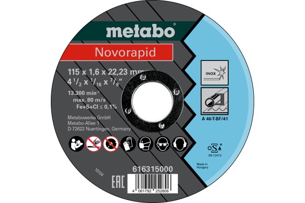 Novorapid 115x1,6x22,23 Inox TF41 - High-Performance Zubehör von METABO