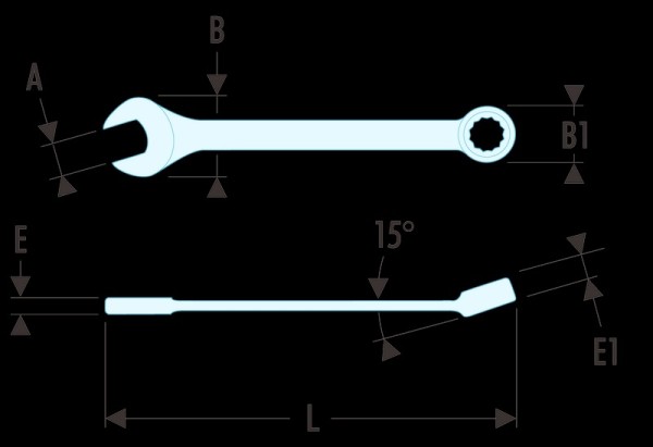 FACOM Ring-Maulschlüssel 39 kurz 1/2 - 141mm OGV-Profil