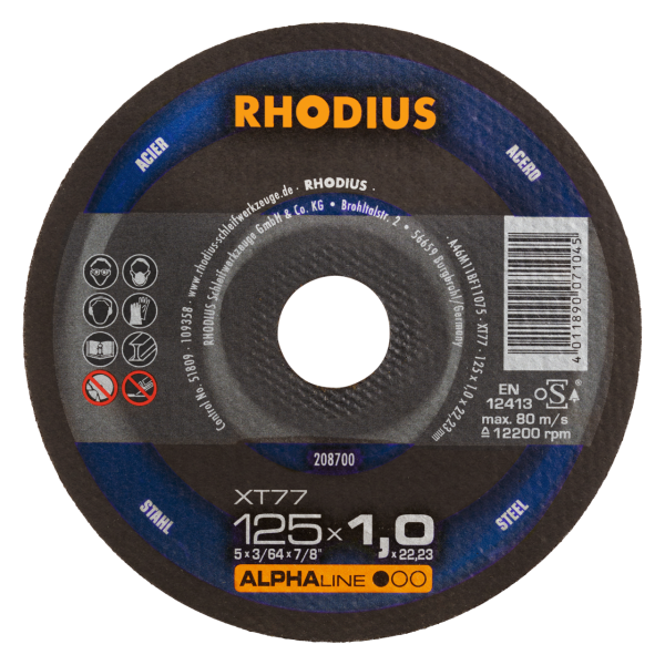 RHODIUS XT77 extrastarke Trennscheibe, 125 x 1,0 x 22,23 mm - Werkzeug für Profis