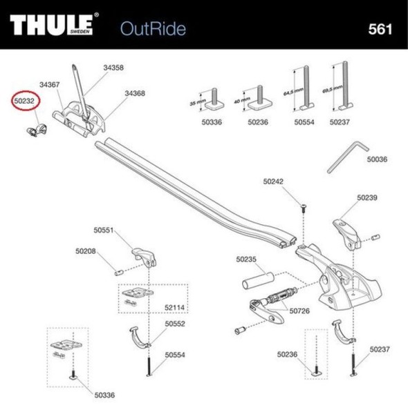 THULE Endstück 561, 570 - Hochwertiges Ersatzteil für OutRide Fahrradträger