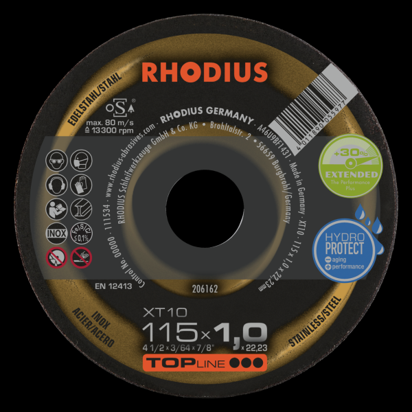 RHODIUS Topline XT 10 Trennscheibe 115mm 1mm - Effizient & Langlebig