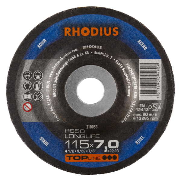 RHODIUS RS50 LONGLIFE 115x7.0x22.23 - Hochwertige Schruppscheibe für Profi-Anwendungen