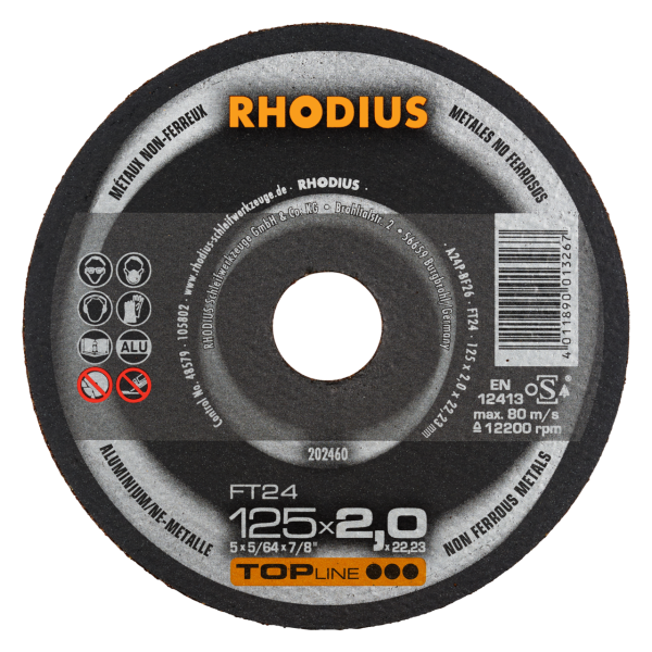 RHODIUS FT24 125 x 2.0 x 22.23 - Professionelle Freihandtrennscheibe für optimale Schnittergebnisse
