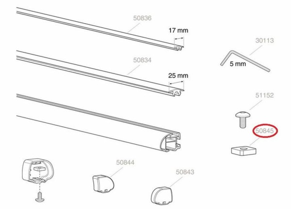 THULE Vierkantmutter M6 - Perfektes Zubehör für Schwerlasttraverse 390 - 395