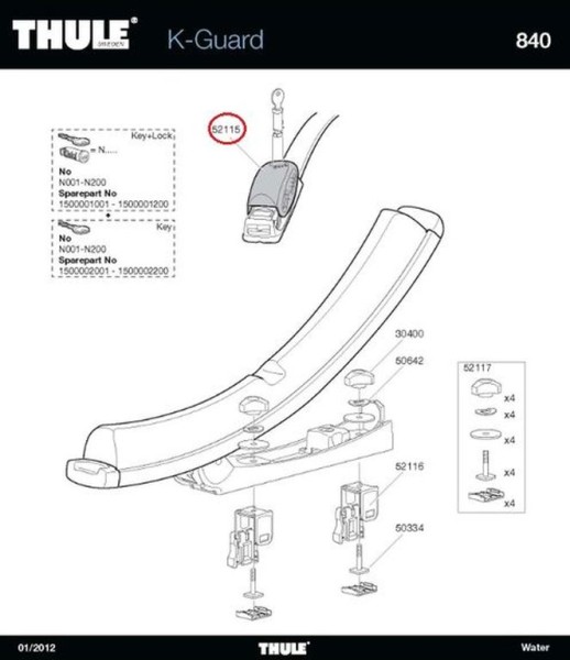 Optimale Schutzkappe Cover 840 mit Loch von THULE für K-Guard Kajakhalter - Kajak-Zubehör