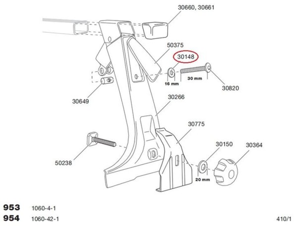 THULE Ersatzteil Unterlegscheibe NB 6,0x16x1,0 - Zuverlässiges Zubehör für Fußsätze 953, 954, 410, 4