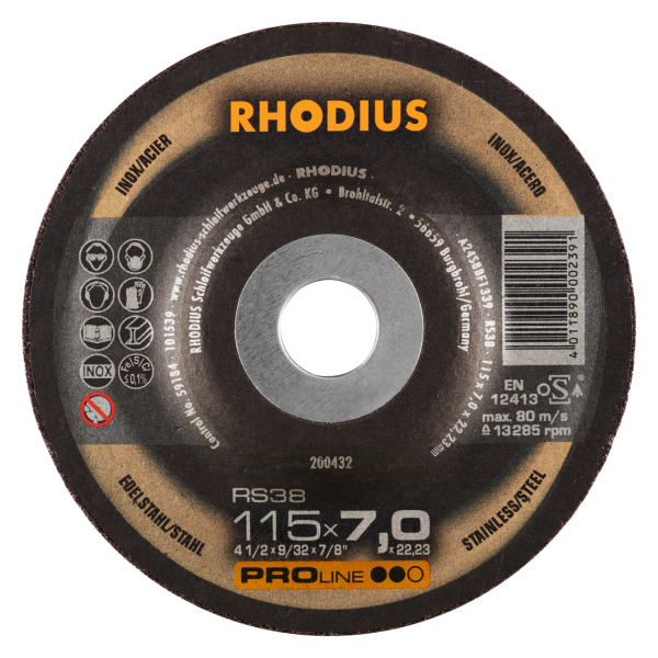 RHODIUS RS38 Schruppscheibe 115 x 7,0 x 22,23 mm für Metall