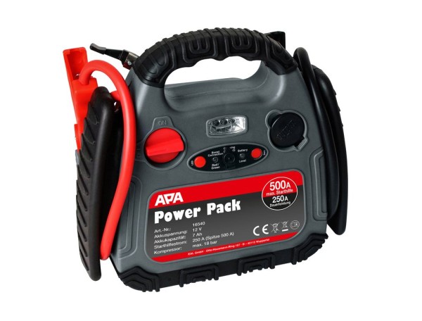 APA Powerpack mit Kompressor - Leistungsstarkes Starthilfe-Paket für PKW, Wohnmobil & Boot