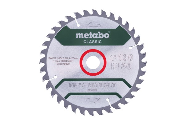 METABO Precision Cut Classic Sägeblatt mit 160 Zähnen für breites Einsatzspektrum in Holz