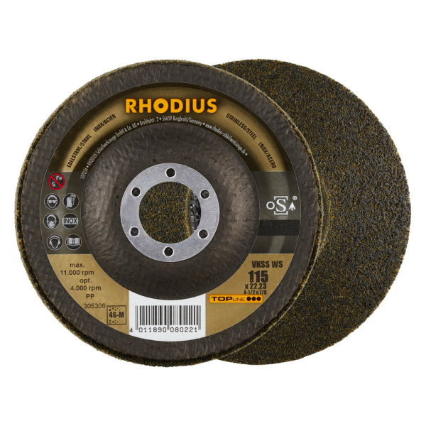 RHODIUS VKSS WS 115 x 22,23 Vlieskompaktscheibe 4S-Medium - Qualitätswerkzeug für Profis