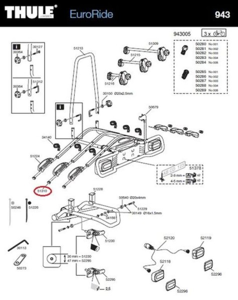 THULE Endkappe für EuroRide 943 Fahrradträger Ersatzteil