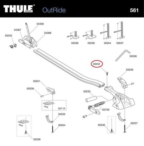 THULE Hexagon socket screw - Ersatzteil Innensechskantschraube für OutRide 561 Fahrradträger