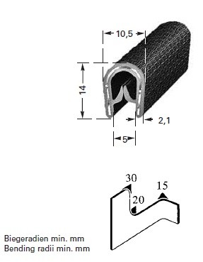 HAPPICH Anthrazit Flexibler PVC Kantenschutz 1-4mm mit Stahlgerüst
