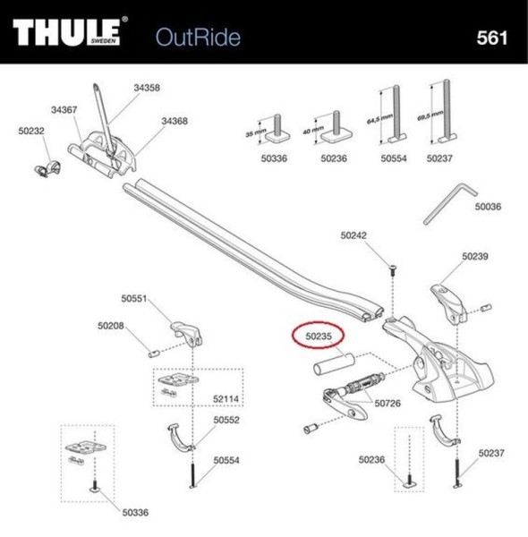 THULE 20mm Adapter 561/570: Distanzhülse für OutRide 561 Fahrradträger - Adapter & Befestigung