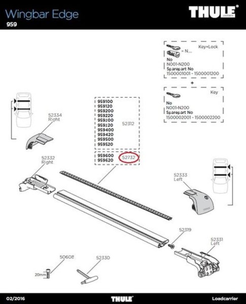 Thule CoverStrip 1080 mm für Wingbar Edge 959600/959620