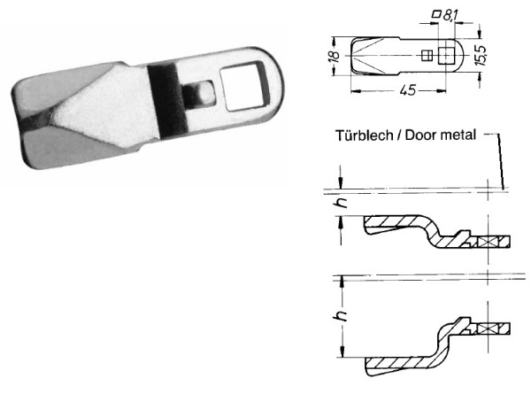HAPPICH Zunge-6020219: Verzinkte Drehriegel-Zungen für 28mm Griffmulde - Zubehör & Ersatzteile