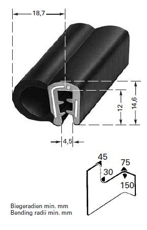 HAPPICH Gista-Profil Kantenschutz mit Moosgummi-Dichtung 2-4mm Schwarz