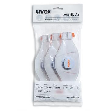 UVEX silv-Air 5210 FFP2 Masken - 3er Set, Komfort-Dichtlippe, Weiß