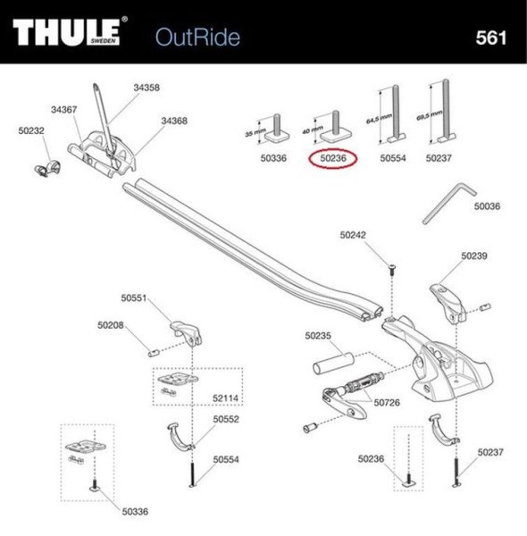 THULE Adapterschraube T-Screw M6x40 für OutRide 561