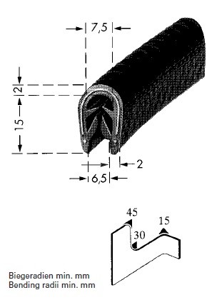 HAPPICH PVC Kantenschutz Schwarz Flexibel 4-6mm mit Stahlgerüstband