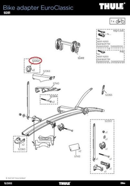 THULE Knebelmutter M6 Set (2 Stk.) - Schlüsselzubehör für Thule EuroClassic Fahrradträger-Erweiterun