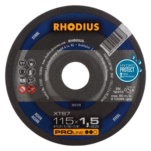 RHODIUS XT67 - Extradünne Trennscheibe 115 x 1,5 x 22,23 für Profis und Heimwerker