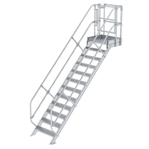 Treppen-Modul Aluminium geriffelt 12 Stufen - GÜNZBURGER STEIGTECHNIK - Max. Belastung 300kg