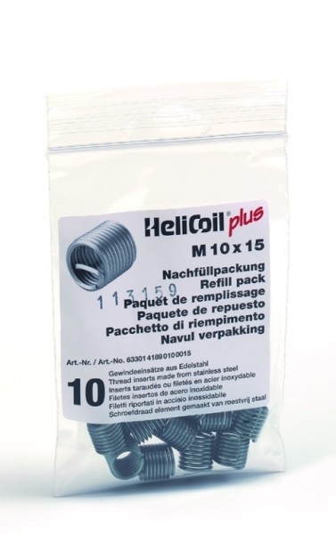 BÖLLHOFF Gewindeeinsatz M1 10x20mm - Nachfüllpackung mit 10 Stück für Handwerksbedarf