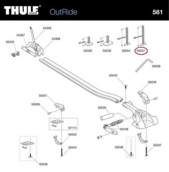 THULE T-Screw M6x70 561, 570: Robuste Adapterschraube für Fahrradträger-Befestigung