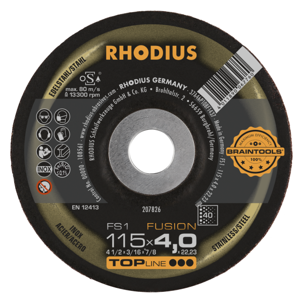 RHODIUS FS1 FUSION Schruppscheibe 115 x 4,0 x 22,23 mm für Metall