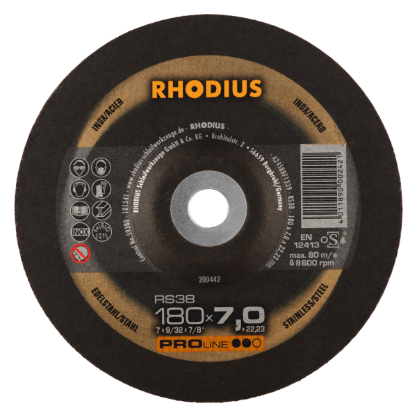 RHODIUS RS38 Schruppscheibe 180x7,0x22,23 Profiqualität