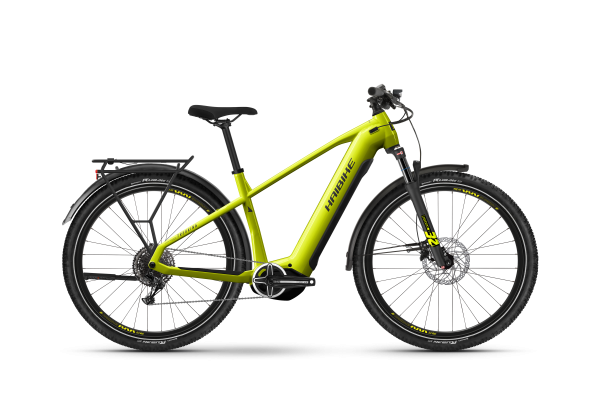HAIBIKE E-Bike Trekking 5: Komfortables Lime/Black glänzendes Trekkingfahrrad in 45